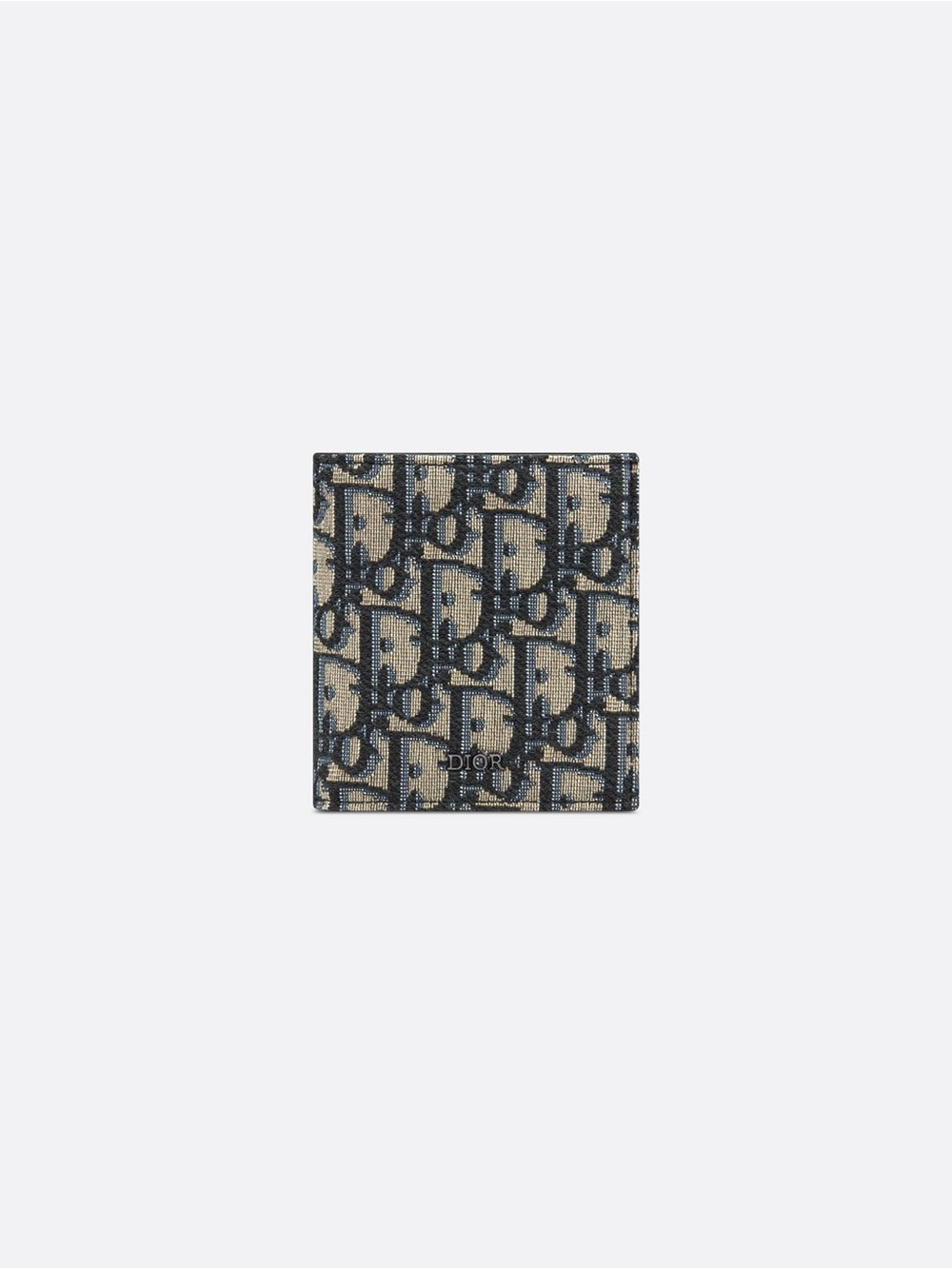 Dior Oblique Bifold Card Holder in Beige and Navy Canvas